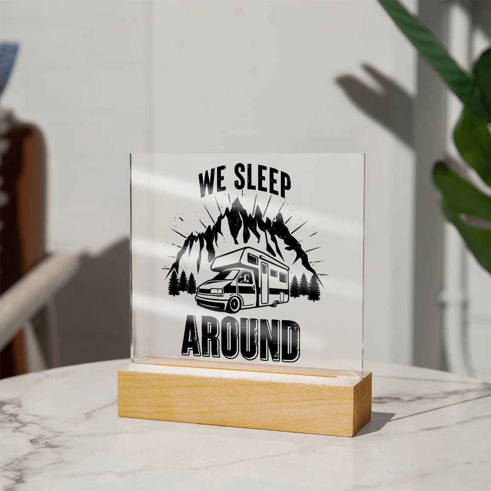 Square Acrylic Plaque-Camping - Custom Heart Design