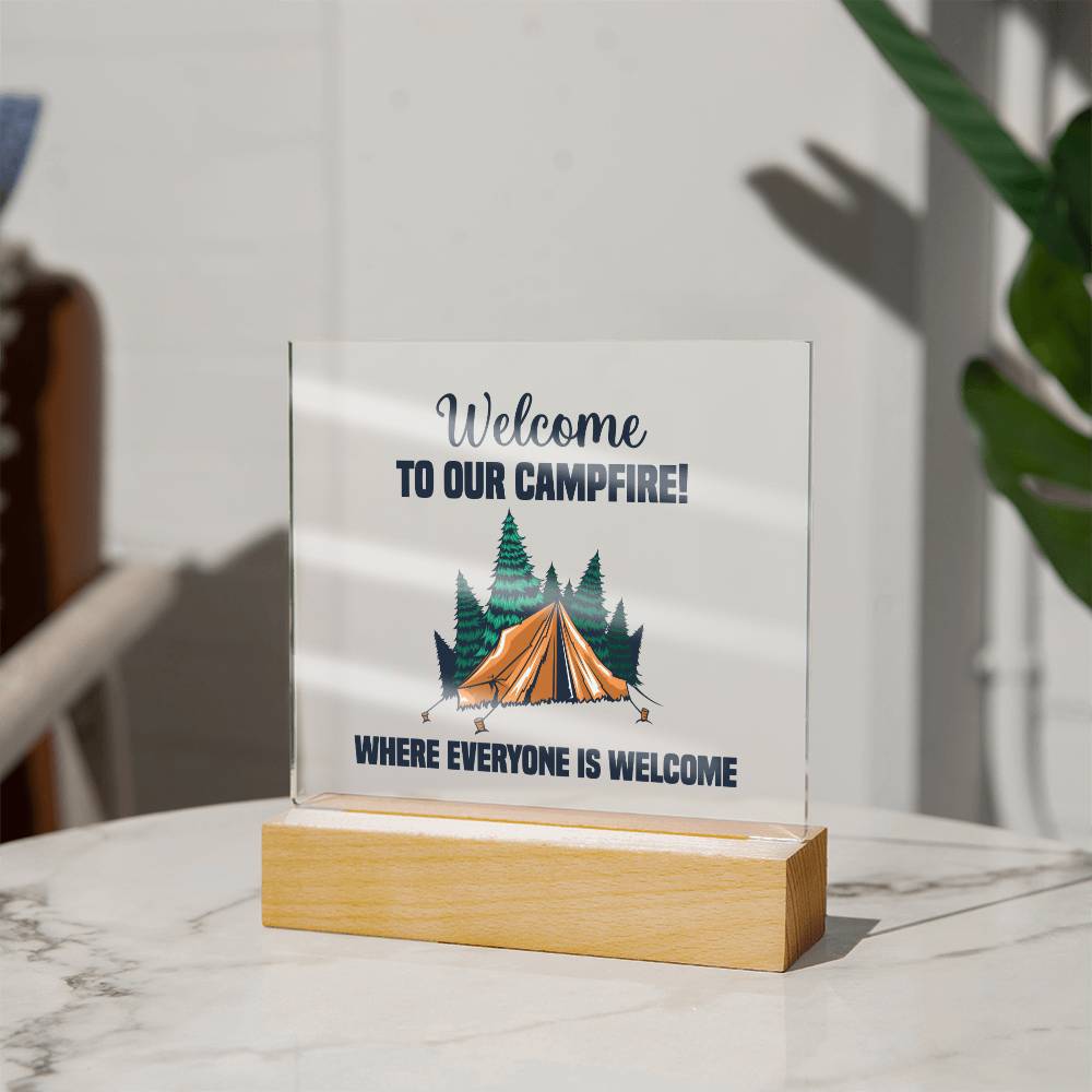 Square Acrylic Plaque-Campfire - Custom Heart Design