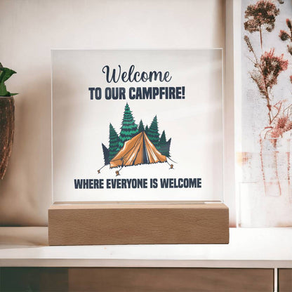 Square Acrylic Plaque-Campfire - Custom Heart Design