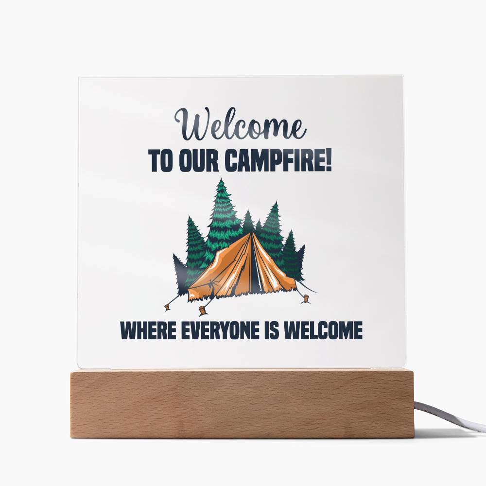 Square Acrylic Plaque-Campfire - Custom Heart Design