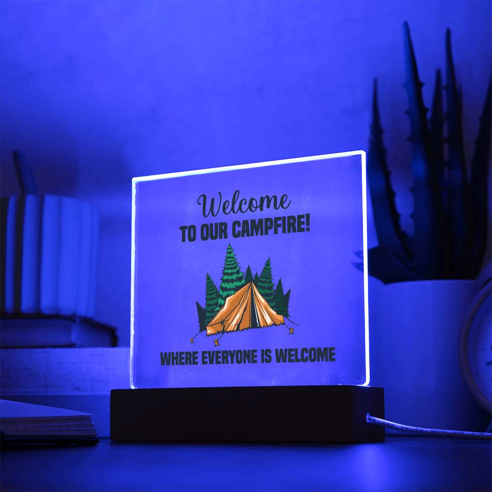 Square Acrylic Plaque-Campfire - Custom Heart Design