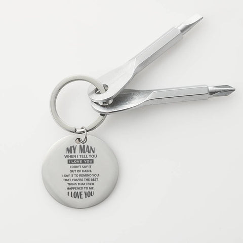 Engraved Screwdriver Keychain-To My Man - Custom Heart Design
