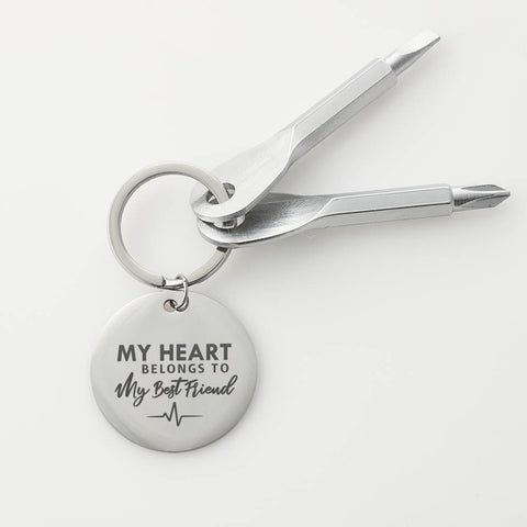 Screwdriver Keychain-My heart belongs to my best friend. - Custom Heart Design