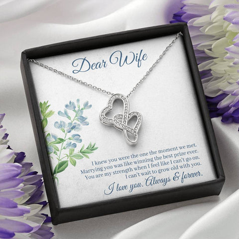 Double Hearts Necklace for Wife | Custom Heart Design