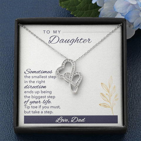 Meaningful Double Hearts Necklace for Daughter, From Dad | Custom Heart Design