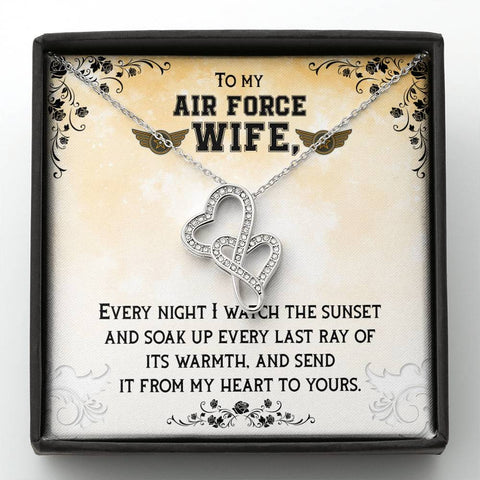 Meaningful Double Hearts Necklace for Air Force Wife | Custom Heart Design