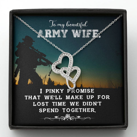 Meaningful Double Hearts Necklace for Army Wife | Custom Heart Design