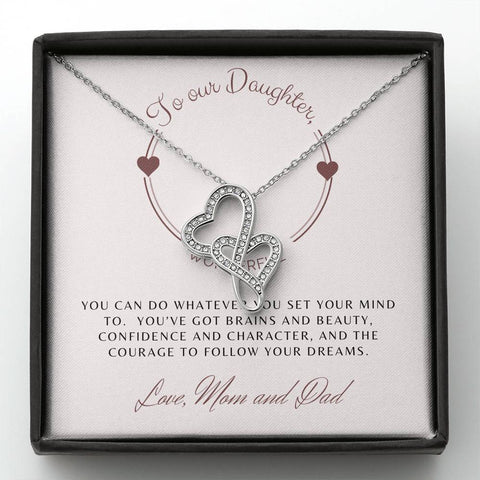 Sentimental Double Hearts Necklace for Daughter | Custom Heart Design