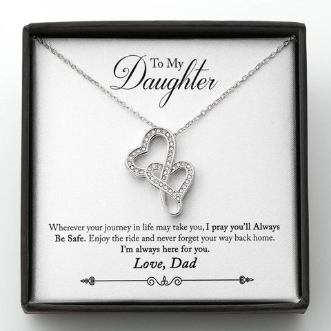 Double Hearts Necklace for Daughter, From Dad | Custom Heart Design