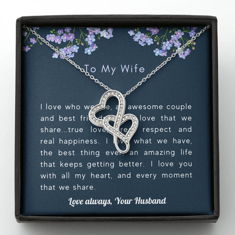 Meaningful Double Hearts Necklace for Wife | Custom Heart Design