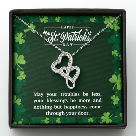 St Pat’s Blessing-Double Heart Necklace - Custom Heart Design