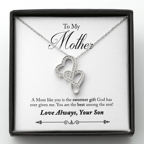 Double Hearts Necklace for Mother From Son | Custom Heart Design