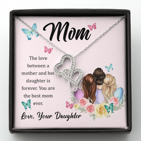 Double Hearts Necklace for Mom From Daughter | Custom Heart Design