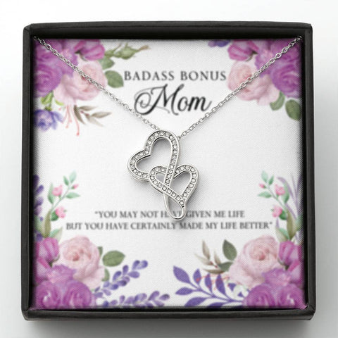 Meaningful Double Hearts Necklace for Bonus Mom | Custom Heart Design