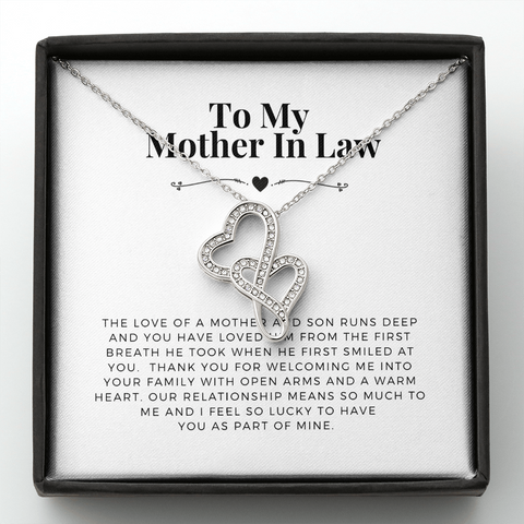 Double Hearts Necklace for Mother In Law | Custom Heart Design