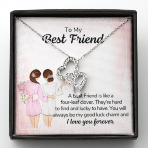 Double Hearts Necklace for Best Friend | Custom Heart Design