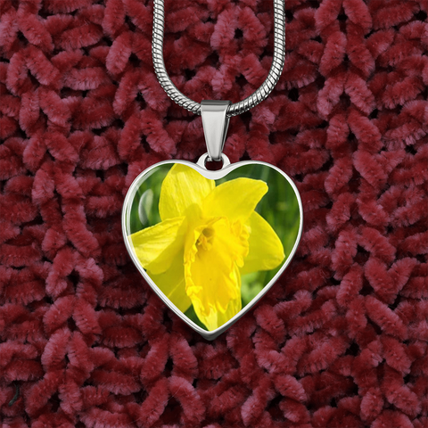 Birth Flower-December Narcissus Heart Necklace - Custom Heart Design