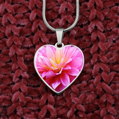 Birth Flower-November Chrysanthemum Heart Necklace - Custom Heart Design