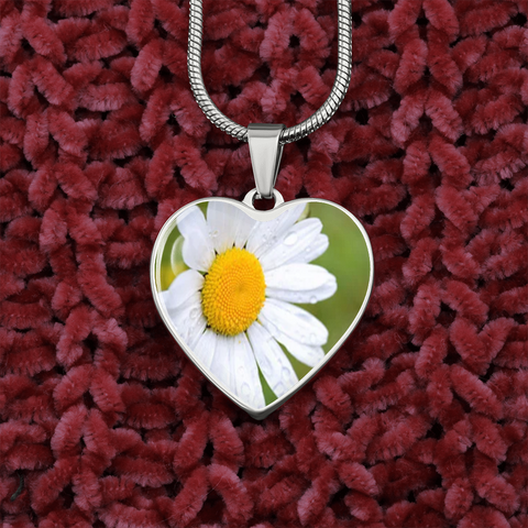 Birth Flower-April Daisy Heart Necklace - Custom Heart Design