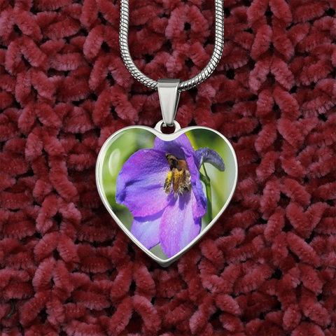 Birth Flower-July Larkspur Heart Necklace - Custom Heart Design