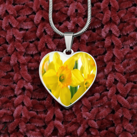 Birth Flower-March Daffodil Heart Necklace - Custom Heart Design