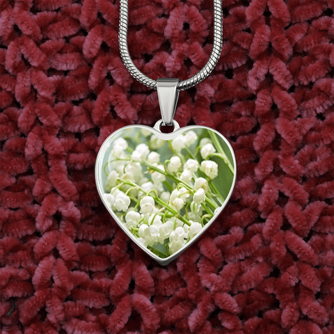 Birth Flower-May Lily of the Valley Heart Necklace - Custom Heart Design