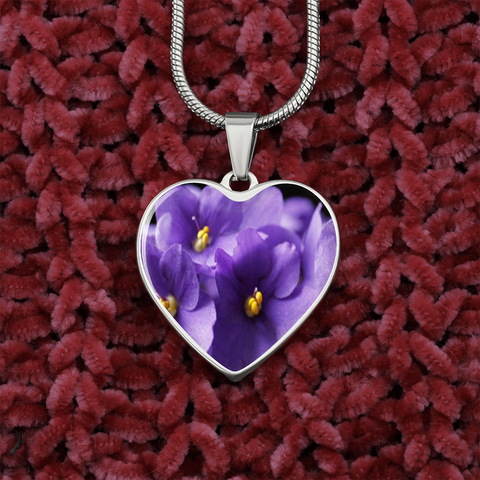 Birth Flower-February Violet Heart Necklace - Custom Heart Design