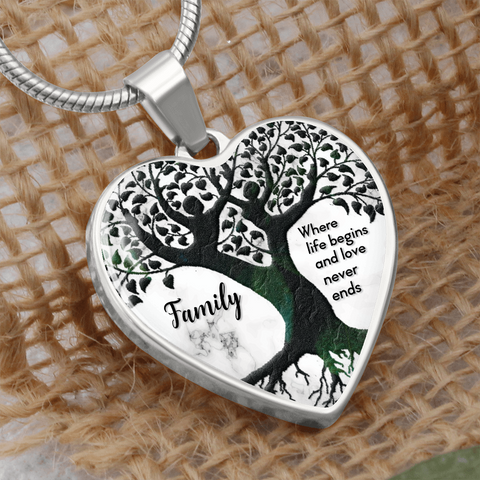 Family, Where love never ends-Pendant - Custom Heart Design