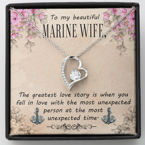 Sentimental Heart Necklace for Marine Wife | Custom Heart Design