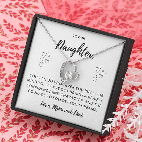 Daughter, Follow your dreams From Mom & Dad-Sentimental Heart Necklace | Custom Heart Design