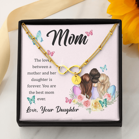 Mom and Daughter love is forever- Infinity Bracelet - Custom Heart Design