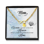 Mom Remembrance, A bit of heaven in our home-Infinity Bracelet - Custom Heart Design