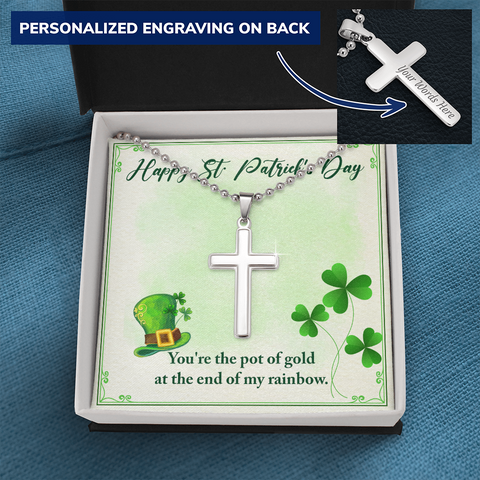 You’re my Pot of Gold- Snake Chain Cross Necklace - Custom Heart Design