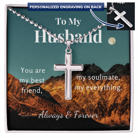 Personalized Cross Necklace for Husband | Custom Heart Design