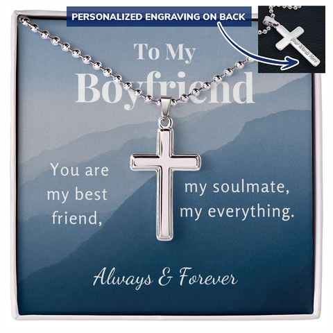 Always & Forever-Cross Necklace for Boyfriend | Custom Heart Design