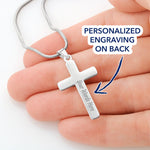 Mom Remembrance, I will feel you in my heart forever-Personalized Cross Necklace - Custom Heart Design