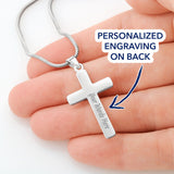 Mom Remembrance, I will feel you in my heart forever-Personalized Cross Necklace - Custom Heart Design