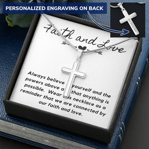 Faith and Love-Artisan Cross Necklace - Custom Heart Design