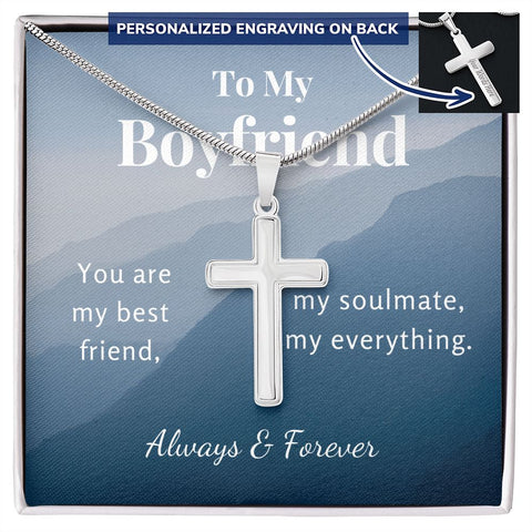 Cross Necklace for Boyfriend-Always & Forever | Custom Heart Design