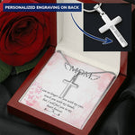 Mom Remembrance, I will feel you in my heart forever-Personalized Cross Necklace - Custom Heart Design