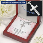 Mom Remembrance, I will feel you in my heart forever-Personalized Cross Necklace - Custom Heart Design