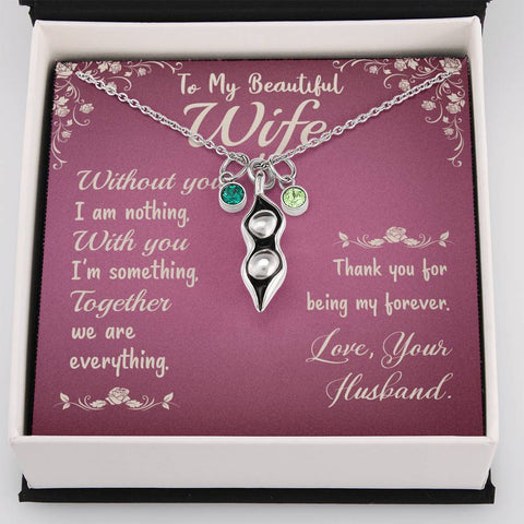* Thank you for being my forever-Pea Pod Necklace for Wife - Custom Heart Design