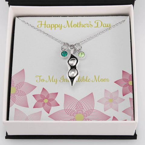 To My Incredible Mother-Pea Pod Necklace - Custom Heart Design