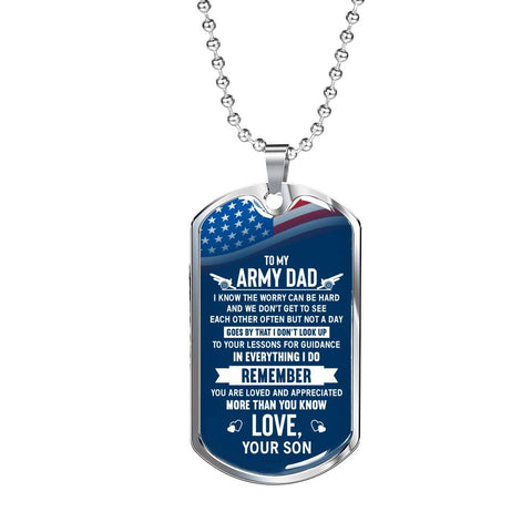 Army Dad, From Son-Tag Necklace - Custom Heart Design