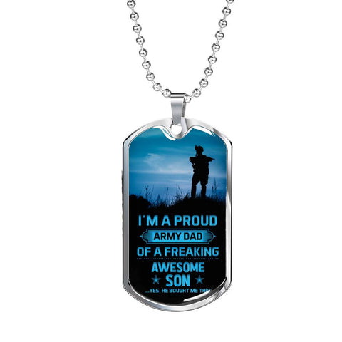 I'm a proud Army Dad, From Son-Tag Necklace - Custom Heart Design