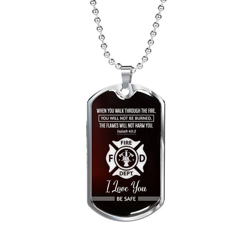 The flames will not hurt you-Tag Necklace - Custom Heart Design