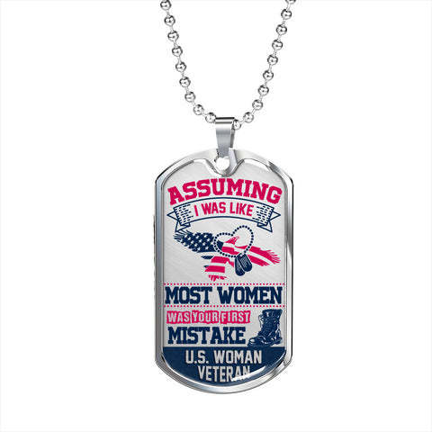 Woman Veteran-Tag Necklace - Custom Heart Design