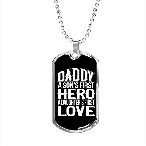 Dad, Hero and First Love-Tag Necklace - Custom Heart Design