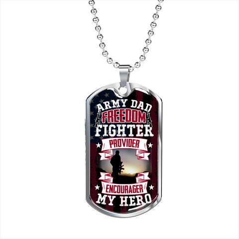 Army Dad Freedom Fighter-Tag Necklace - Custom Heart Design