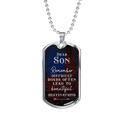 Son, Difficult roads-Tag Necklace - Custom Heart Design